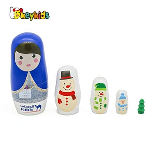 Hand paint 5 in 1 wooden russian nesting dolls with customize W06D146