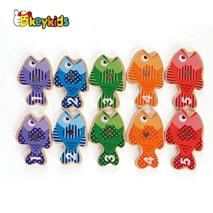 New popular kids magnetic wooden toy fishing rod with fish W01A342