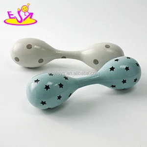 Wholesale hand painted mini maracas wooden hand shaker instrument for children W07I130