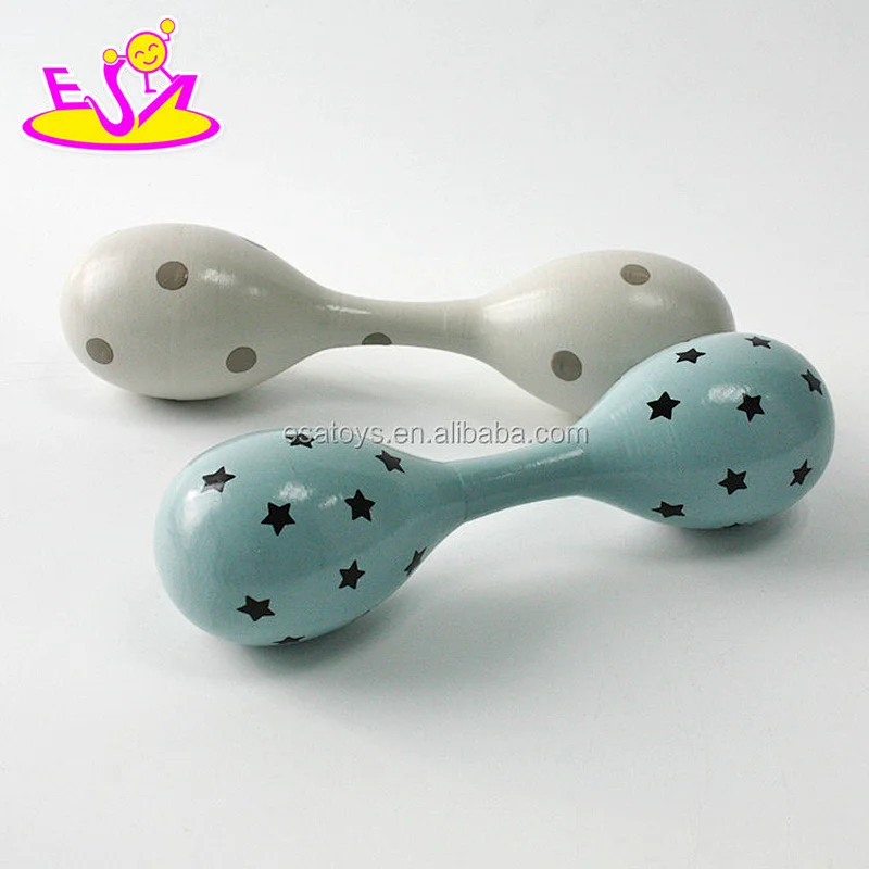 Wholesale hand painted mini maracas wooden hand shaker instrument for children W07I130