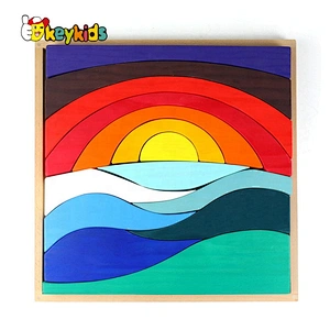 2021 Customize colorful educational wooden rainbow building blocks for toddlers W14A261
