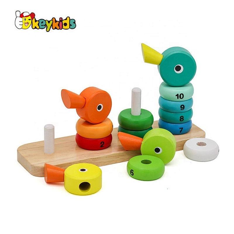 wholesale cheap stacking duck blocks wooden kids building toys for education W13D156