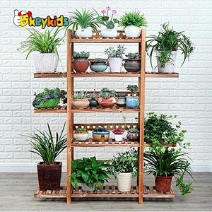 hihg quality white wooden standing flower shelf for garden W08H110B