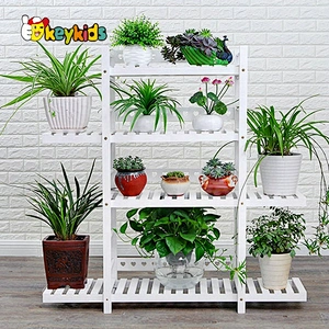 hihg quality white wooden standing flower shelf for garden W08H110B