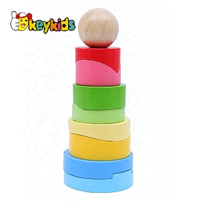 2019 Top sale baby stack it wooden block stacking game for wholesale W13D211