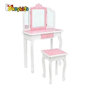 2020 New released pink wooden girls vanity table with mirror and stool W08H126A