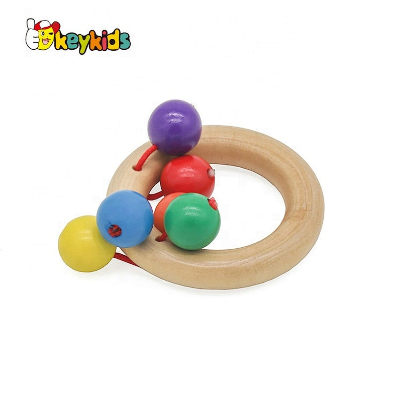 Cusomize sensory toys wood rattle teether toys for Infant Babies W08K306