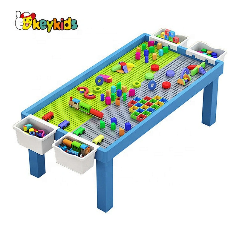 Customize 2 in 1 children wooden building table with storage W08G290B
