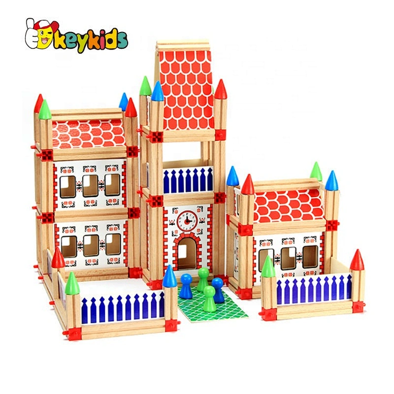 2020 New arrival 180PCS preschool kids wooden building blocks for kids W13A207
