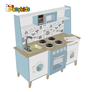 New design wood interactive musical pretend play kitchen set with real water W10C635A