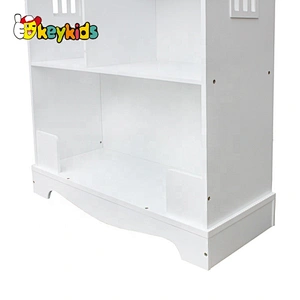 New design dollhouse shaped wooden white bookcase for children W08D015B