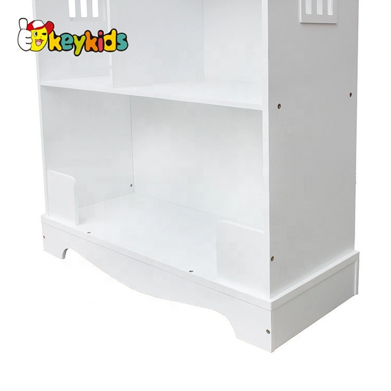 New design dollhouse shaped wooden white bookcase for children W08D015B