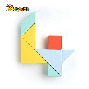 Customize colored wooden tangram puzzle for kids W11D011