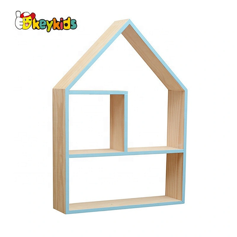 2020 Customize house shape wooden wall shelves for kids W08C311