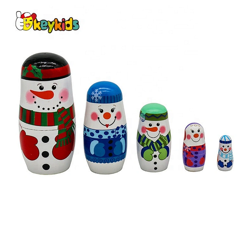 Hand paint 5 in 1 wooden traditional russian doll  with customize W06D151