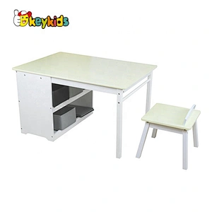 New hottest writing study wooden kids table set with storage W08G269