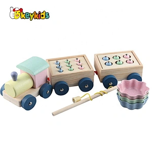 Newest early educational wooden push and pull along toys for kids W05C148