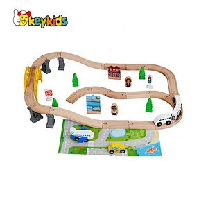 Customize children wooden toy city train track for wholesale W04C199