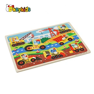 Customize preschool wooden car peg puzzle for kids W14M237
