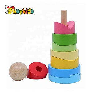 2019 Top sale baby stack it wooden block stacking game for wholesale W13D211