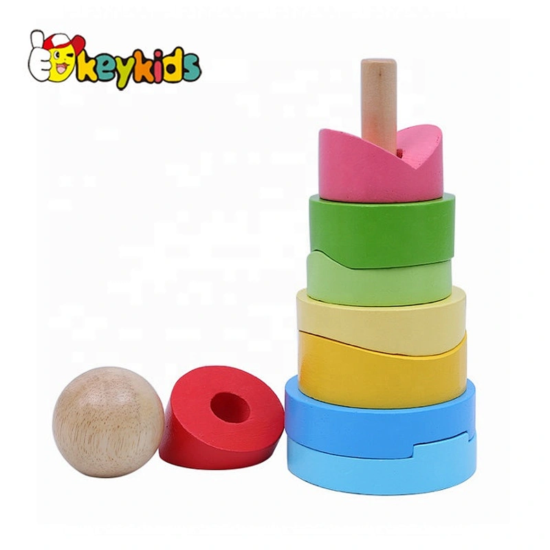2019 Top sale baby stack it wooden block stacking game for wholesale W13D211
