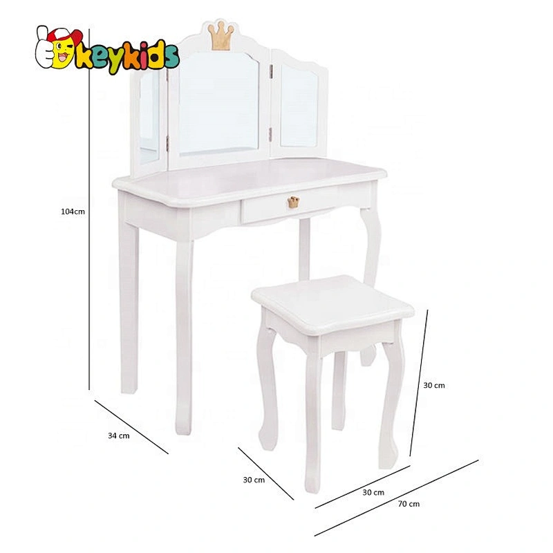 On sale girls pink wooden vanity dressing table with mirror W08H127A