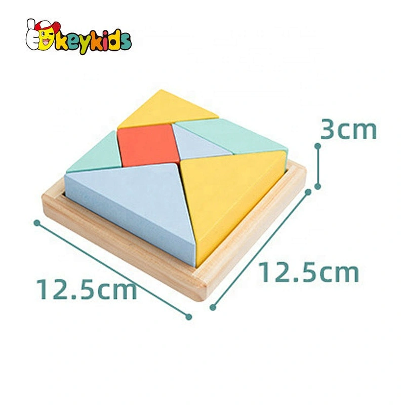 Customize colored wooden tangram puzzle for kids W11D011