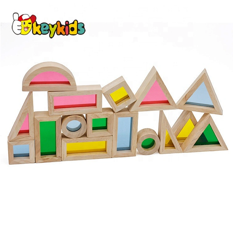 2019 Top sale 24 pieces preschool wooden rainbow blocks for wholesale W13A159