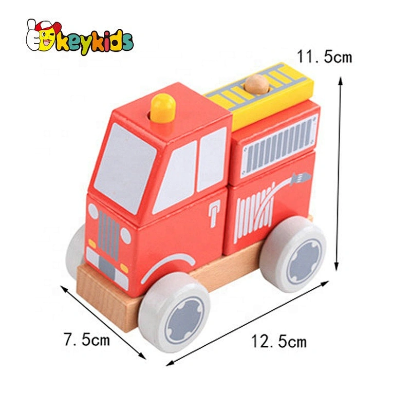 New arrival and good quality toddler wooden fire truck W04A532