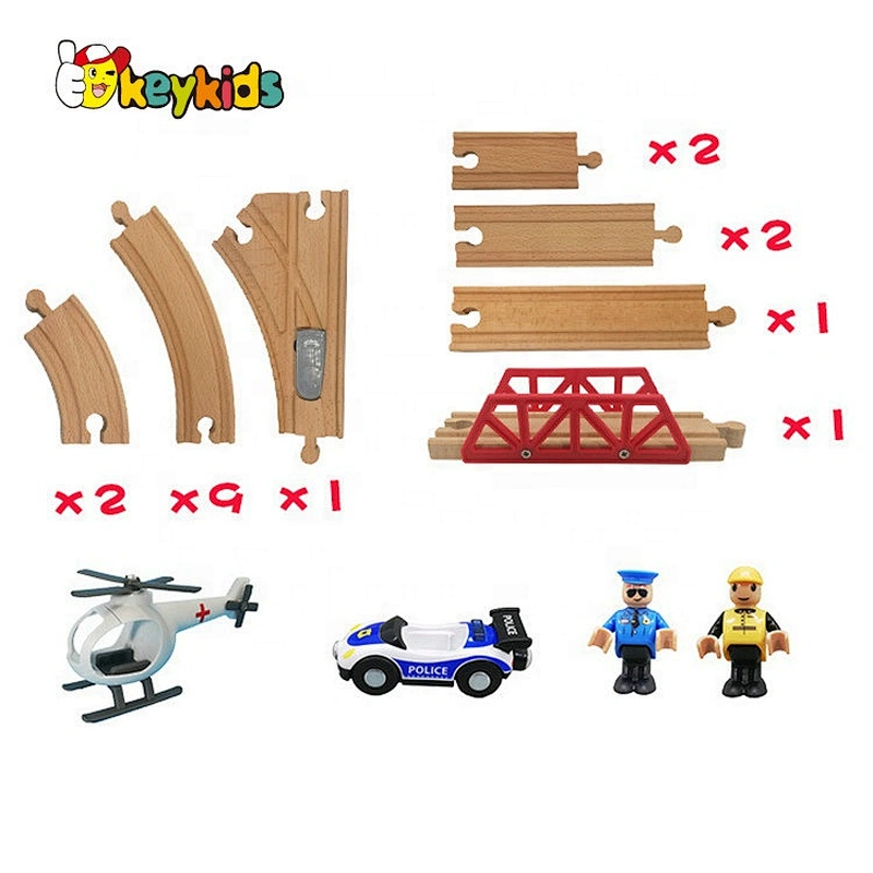 2019 New arrival 46 pieces educational wooden train track set for children W04C185