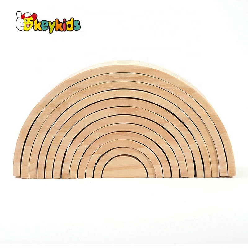 2019 High quality 12 PCS stackable wooden rainbow game for children W13D231