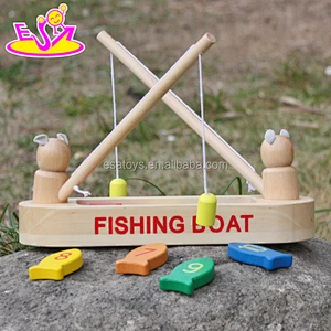 2017 New design childhood play toy wooden fishing boat toy W01A193