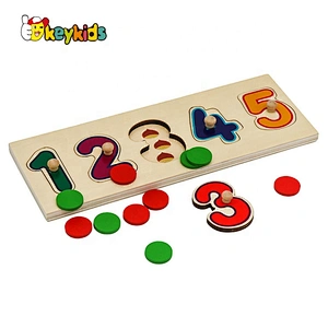 2021 Customize shape matching wooden number puzzle for toddlers W14B138