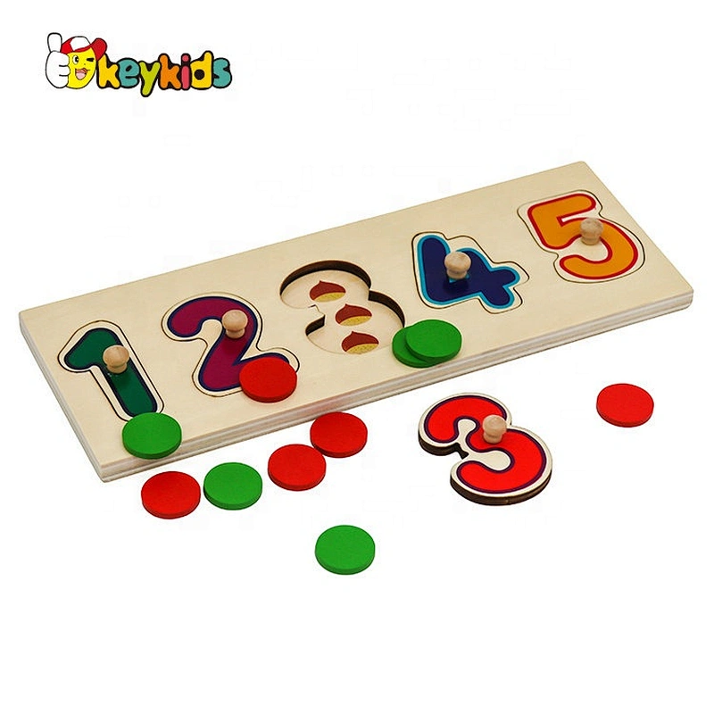 2021 Customize shape matching wooden number puzzle for toddlers W14B138