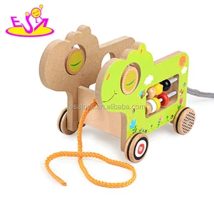 New hottest funny wooden pull along toys cars for kids W05B166