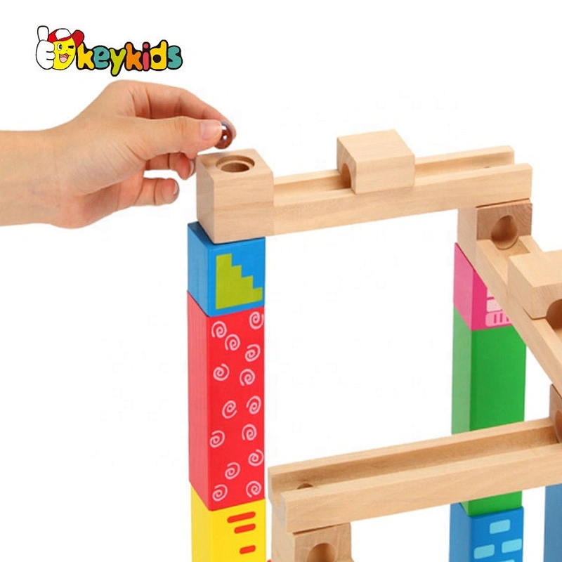 2019 New arrival 39 PCS educational wooden marble run set toy for kids W04E082
