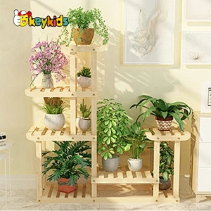 Best design wooden flower display shelf with wheels W08H119