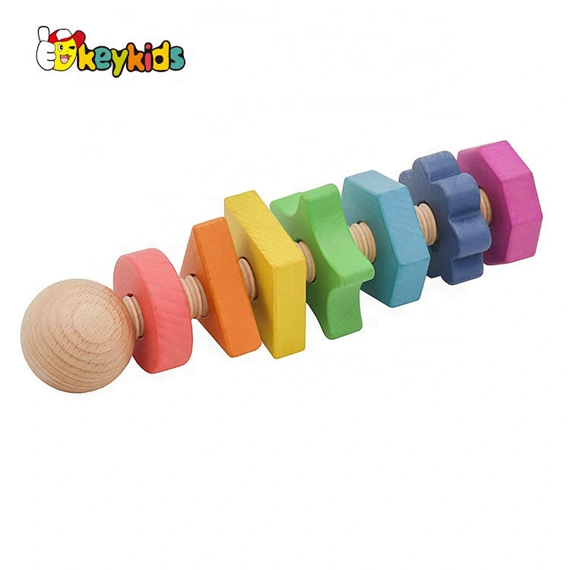 2021 Customize educational wooden rainbow nut toy for kids W03C037