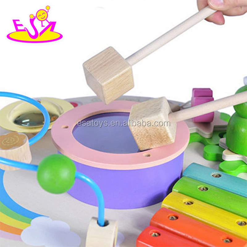 2015 Hot educational wooden activity music table,Multi-functional Kids Wooden Musical Table,Wooden learning music table W07A090