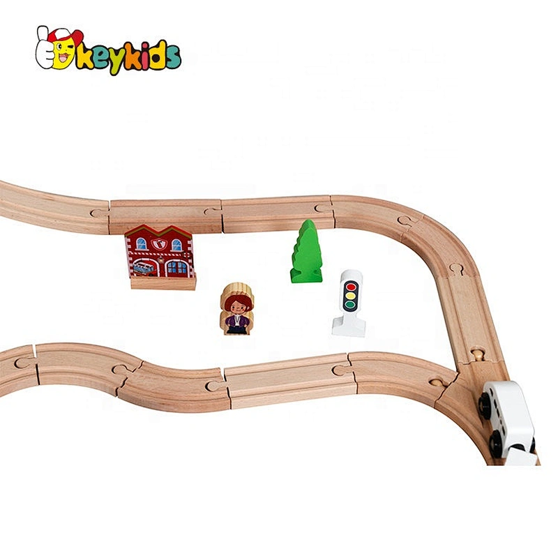 Customize children wooden toy city train track for wholesale W04C199