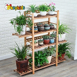 hihg quality 3 layers wooden flower pot shelf for wholesale W08H109