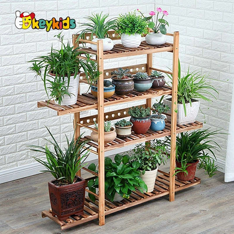 hihg quality 3 layers wooden flower pot shelf for wholesale W08H109