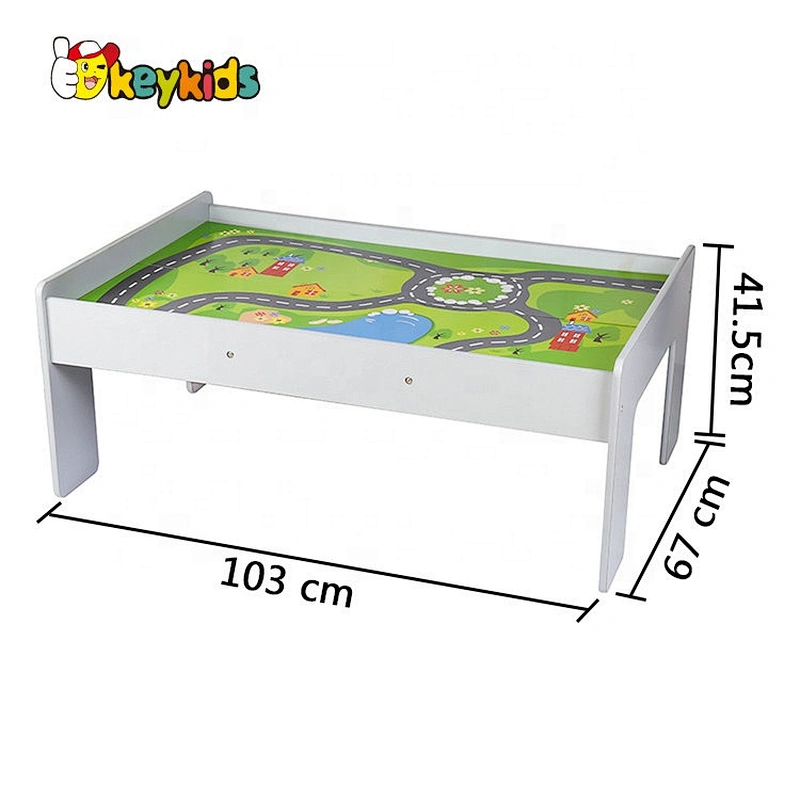 New design white wooden train activity tables for kids W04C178B