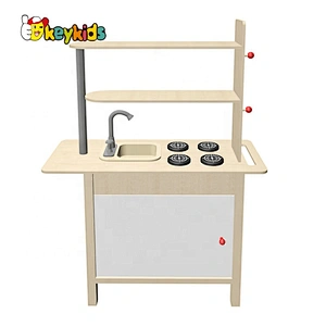 New design kids interactive play wooden cooking play set with real water W10C626