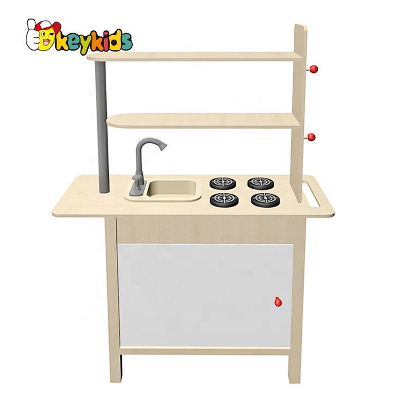 New design kids interactive play wooden cooking play set with real water W10C626