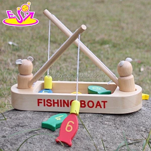 2017 New design childhood play toy wooden fishing boat toy W01A193