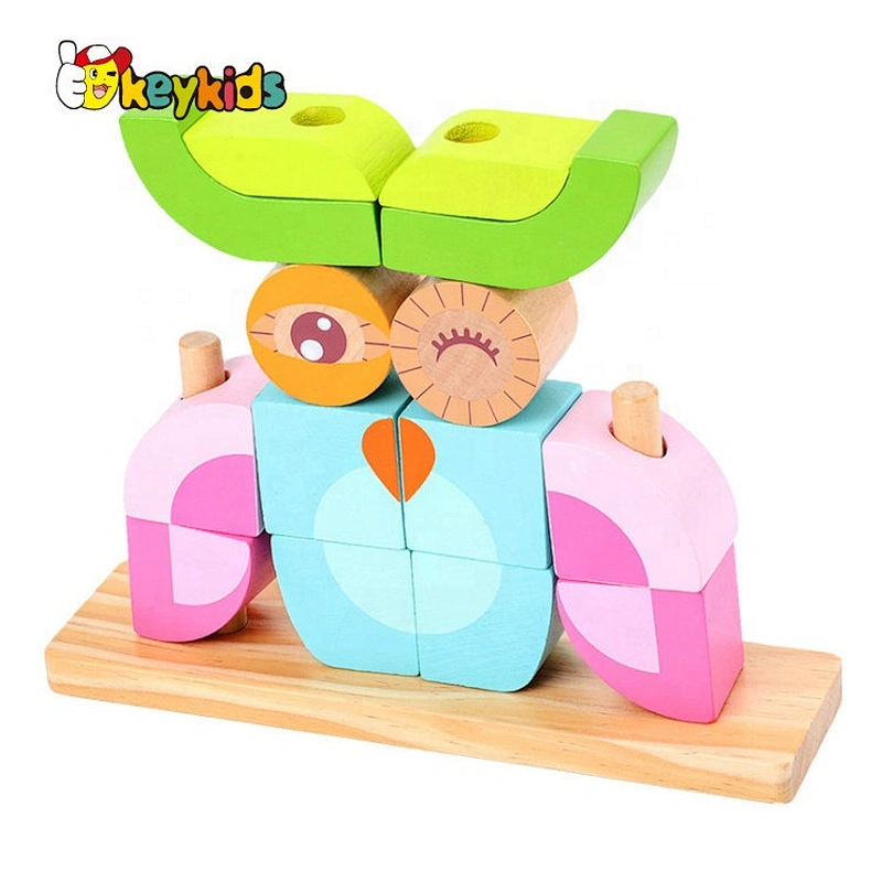 2020 New arrival stacking wooden owl blocks toy for children W13D271