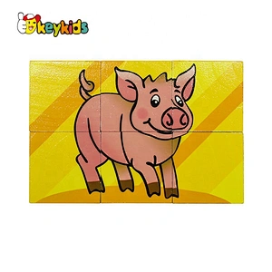 Customize educational 6 piece wooden cube puzzle for children W14F071