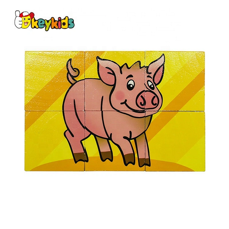 Customize educational 6 piece wooden cube puzzle for children W14F071