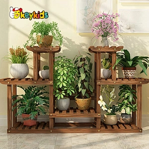Custom movable wooden outdoor plant shelves and racks for wholesale W08H118